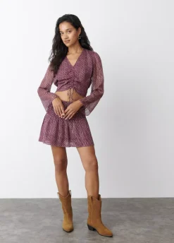 Blusa Mangas Volumen Lace Up-Brownie Spain Fashion