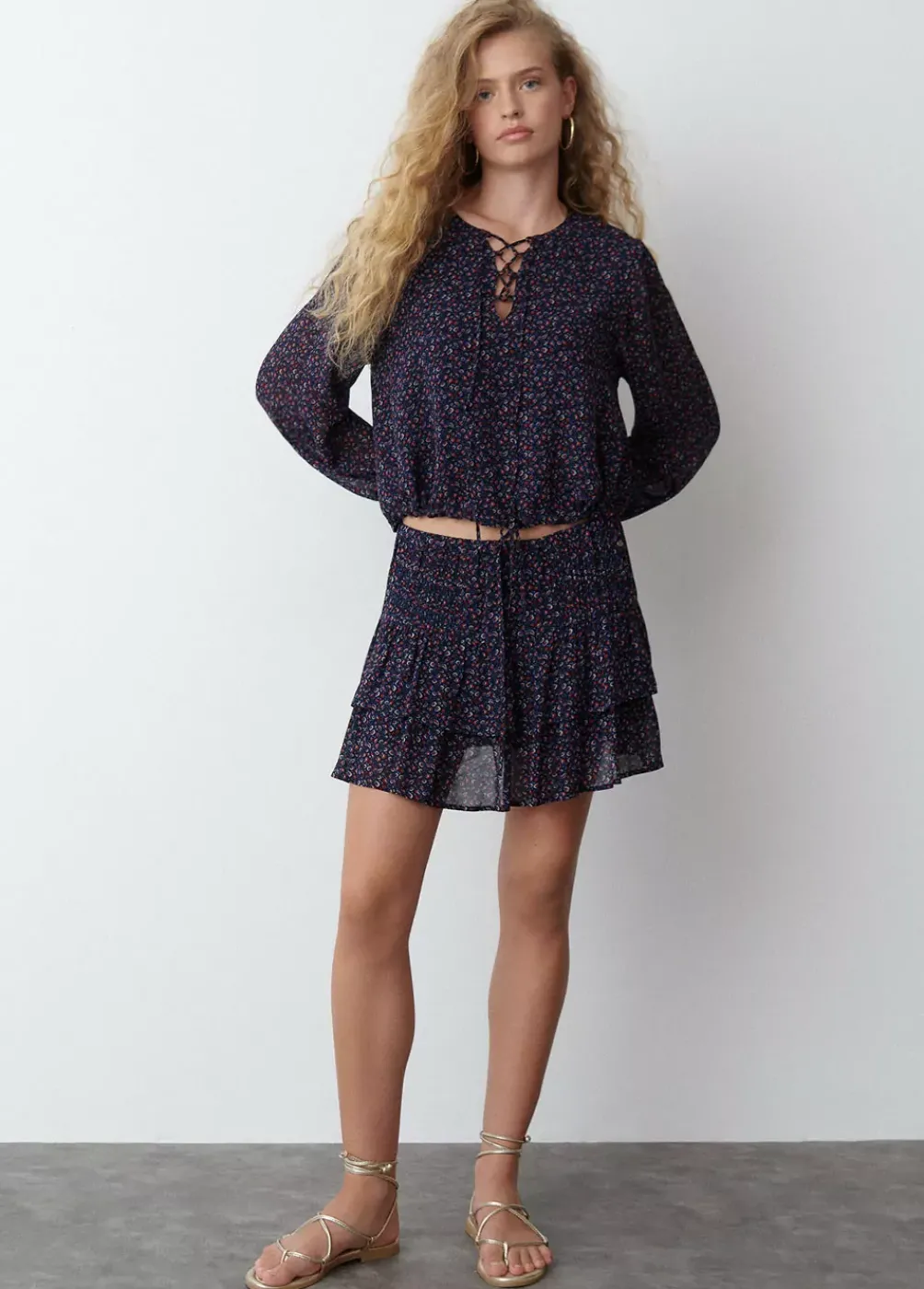 Blusa Tiras Cruzadas Estampada-Brownie Spain Clearance