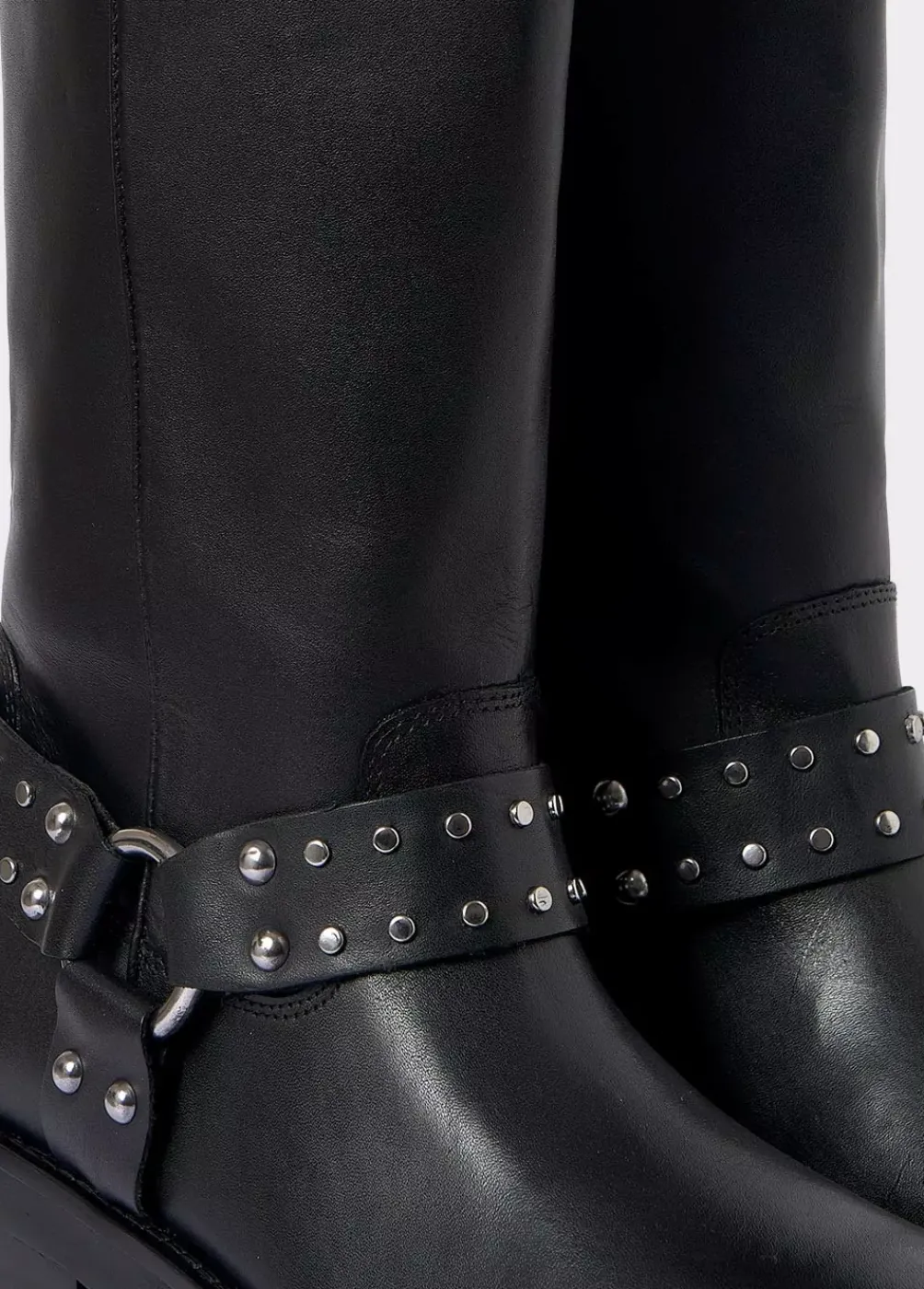 Bota Biker Tachas Punta Cuadrada Piel-Brownie Spain Clearance