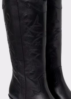 Bota Cowboy Cana Alta Bordada Piel-Brownie Spain Discount