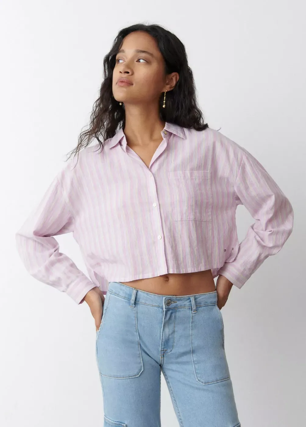 Camisa Cropped Rayas-Brownie Spain Discount