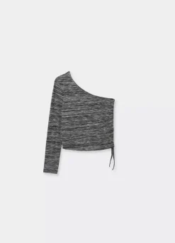 Camiseta Manga Larga Asimetrica Frunce-Brownie Spain Clearance