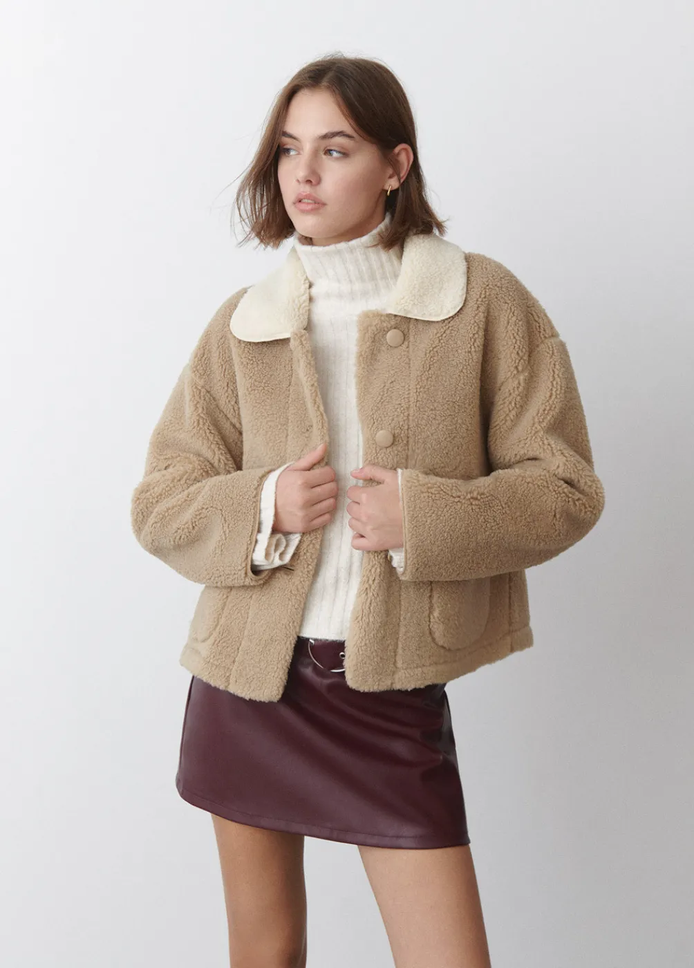 Chaqueta Borreguito Cuello Contraste-Brownie Spain Hot