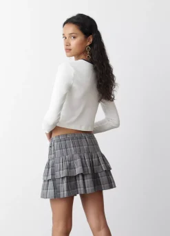 Falda Cuadros Con Lino-Brownie Spain Discount