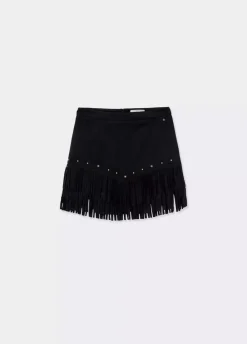 Falda Efecto Ante Flecos Y Tachas-Brownie Spain Hot