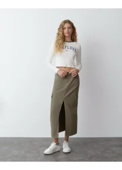 Falda Larga Twill-Brownie Spain Online