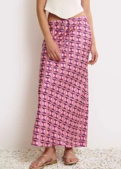 Falda Midi Estampada Satinada-Brownie Spain Discount