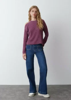 Jersey Cut Out Hilo Metalizado Berenjena-Brownie Spain Online