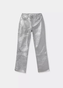 Pantalon Metalizado Efecto Piel-Brownie Spain Online