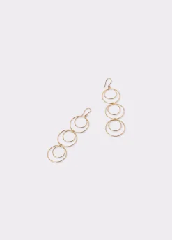 Pendientes Largos Tres Aros Dobles-Brownie Spain Hot