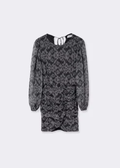 Vestido Drapeado Estampado Ikat-Brownie Spain New