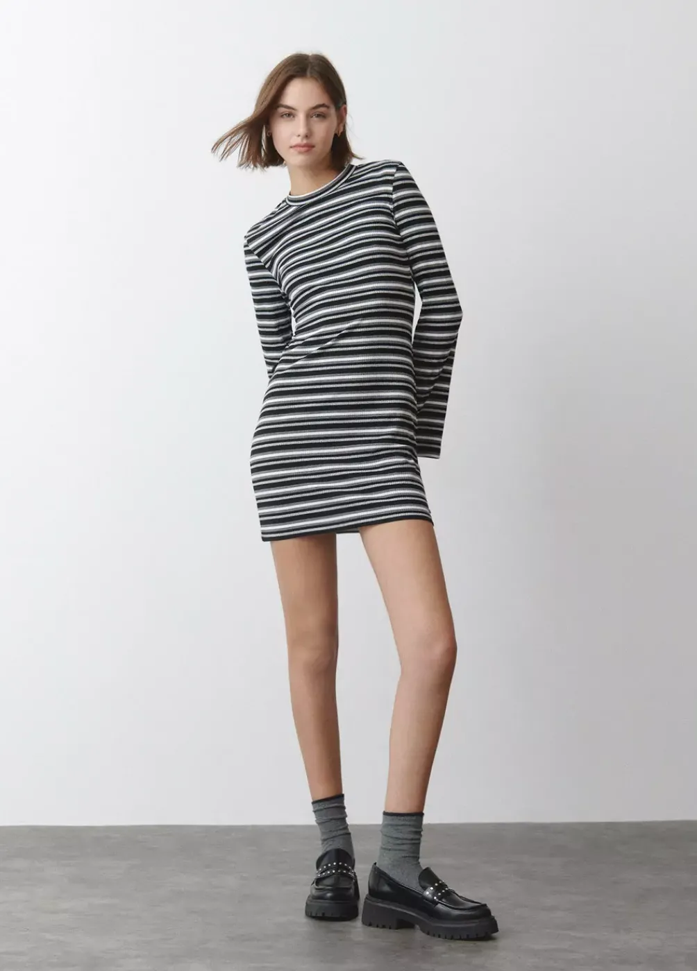Vestido Rayas Manga Larga-Brownie Spain New